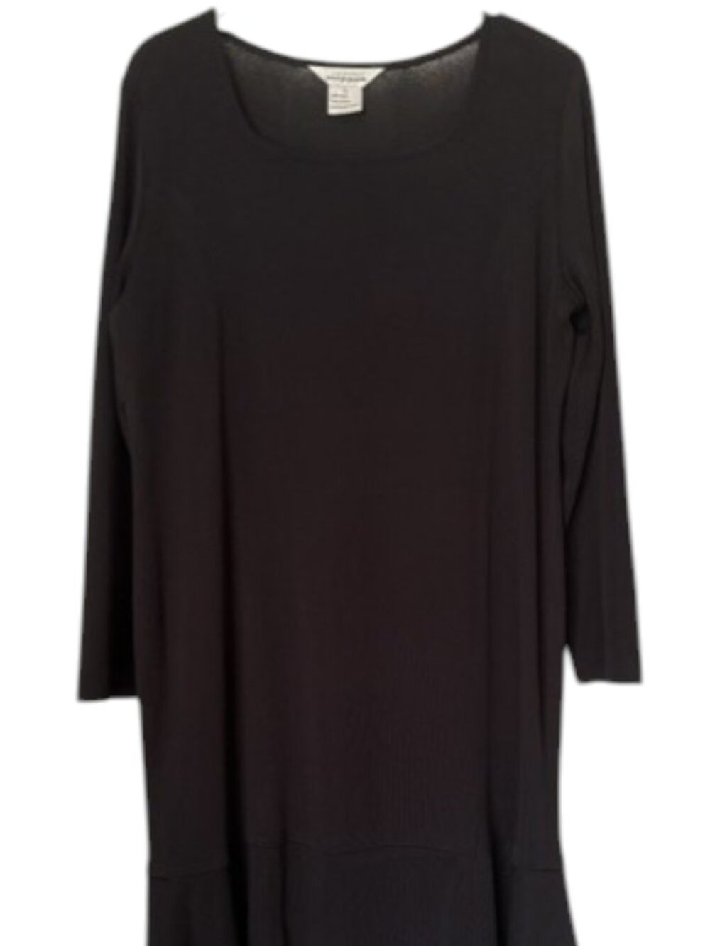 Exclusively Misook Flounce Hem Long Sleeved A-Line Dress - Black - L - Picture 2 of 9